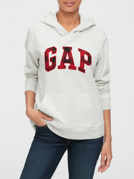 Женское худи GAP с капюшоном art452232 (Серый/Красный, размер S)