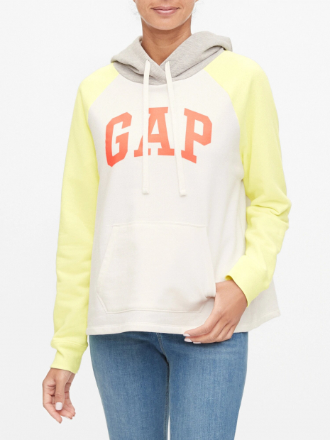Женское худи GAP с капюшоном art393217 (Белый/Желтый/Серый, размер L)
