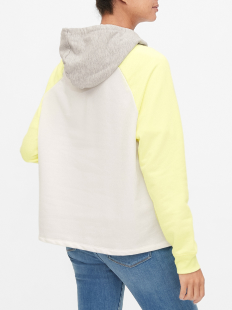 Женское худи GAP с капюшоном art934586 (Белый/Желтый/Серый, размер S)