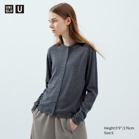 Женский шерстяной кардиган UNIQLO кофта 1159797988 (Серый, S)