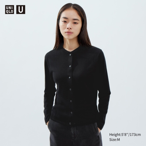 Женский шерстяной кардиган UNIQLO кофта 1159799070 (Черный, M)