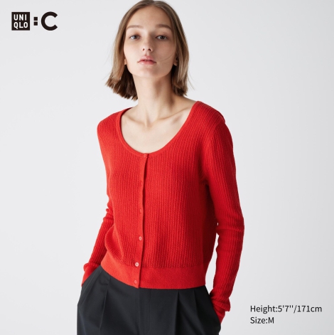 Жіночий укорочений кардиган UNIQLO 1159813923 (червоний, XS)