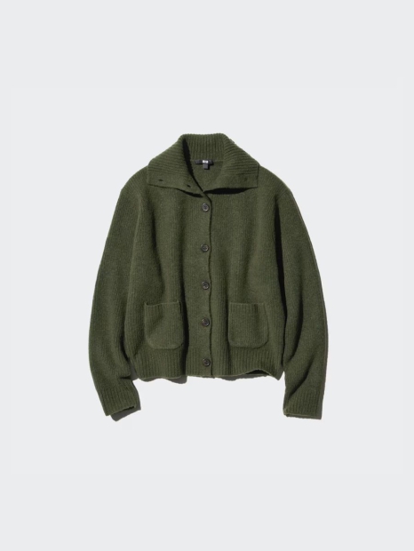 Теплый вязаный кардиган UNIQLO кофта 1159826125 (Зеленый XL)