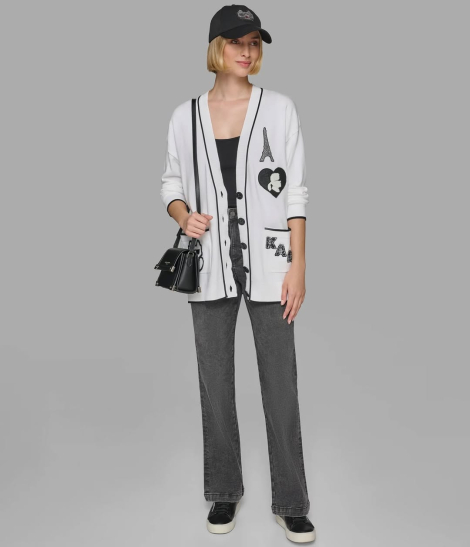 Кардиган жіночий Karl Lagerfeld з нашивками 1159836876 (Білий S)