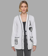 Кардиган жіночий Karl Lagerfeld з нашивками 1159836876 (Білий S)