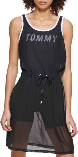 Женский комбинезон Tommy Hilfiger платье в сеточку с эластичными велосипедками 1159807072 (Черный, S)