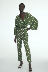 Женский костюм ZARA штаны и блуза 1159798207 (Зеленый, S)