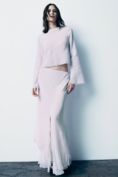 Женский легкий костюм ZARA юбка и блузка 1159799429 (Сиреневый, M)