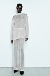Жіночий костюм із металевої сітки ZARA кофта та штани 1159802055 (Сріблястий, S)