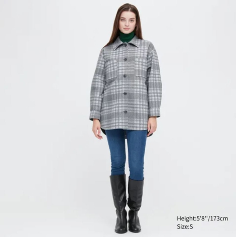 Куртка-рубашка Uniqlo на пуговицах 1159797405 (Серый, S)