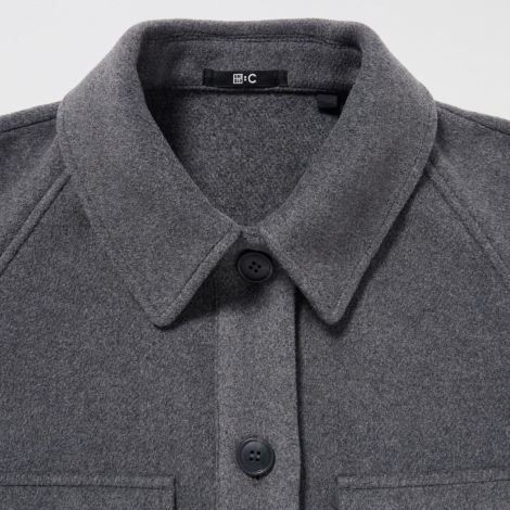 Теплая куртка-рубашка UNIQLO оверсайз 1159796067 (Серый, L)