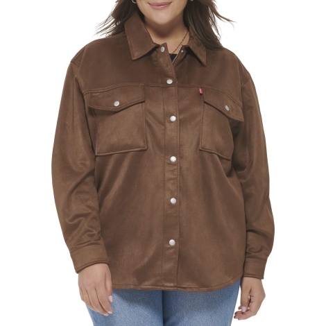 Женская куртка-рубашка Levi's из экозамши 1159806871 (Коричневый, 2X)