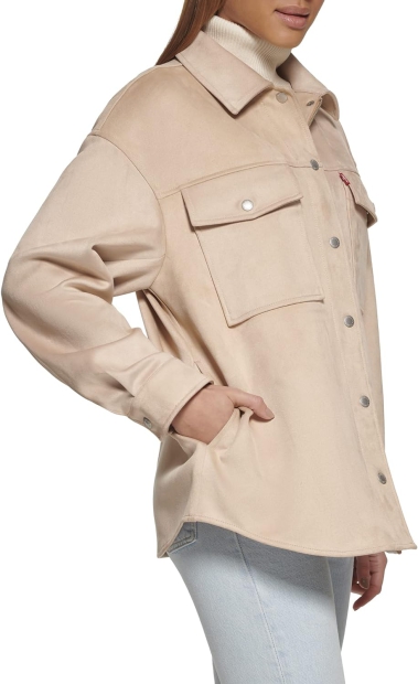 Женская куртка-рубашка Levi's из экозамши 1159807274 (Бежевый, XL)