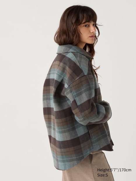 Тепла куртка-сорочка UNIQLO на ґудзиках 1159825118 (Зелений XL)