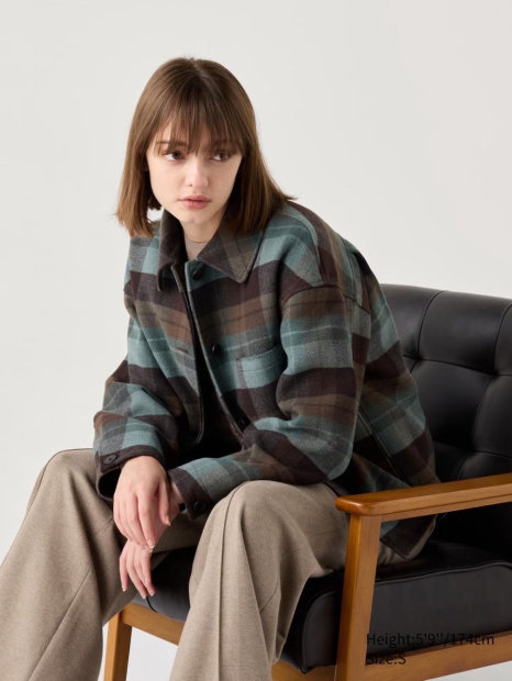 Тепла куртка-сорочка UNIQLO на ґудзиках 1159825118 (Зелений XL)