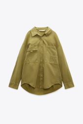 Женская куртка-рубашка ZARA карго 1159789485 (Зеленый, XS/S)