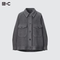 Теплая куртка-рубашка UNIQLO оверсайз 1159796095 (Серый, XL)