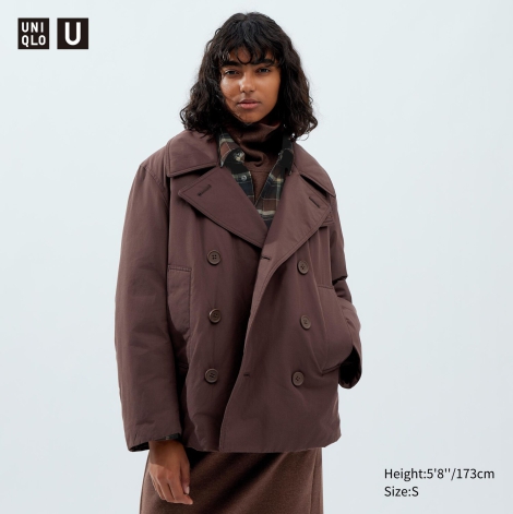 Утепленное короткое пальто Uniqlo бушлат 1159800401 (Коричневый, M)