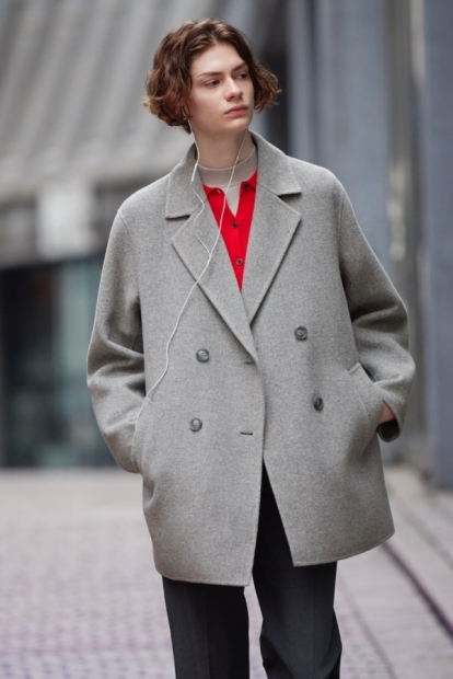 Мягкое полушерстяное пальто Uniqlo 1159799413 (Серый, XL)