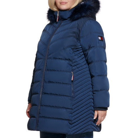 Жіноча стьобана куртка Tommy Hilfiger на блискавці 1159805489 (Білий/синій, 2X)
