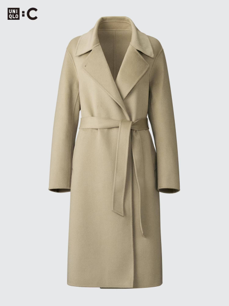 Длинное полушерстяное пальто Uniqlo 1159833474 (Бежевый XXL)