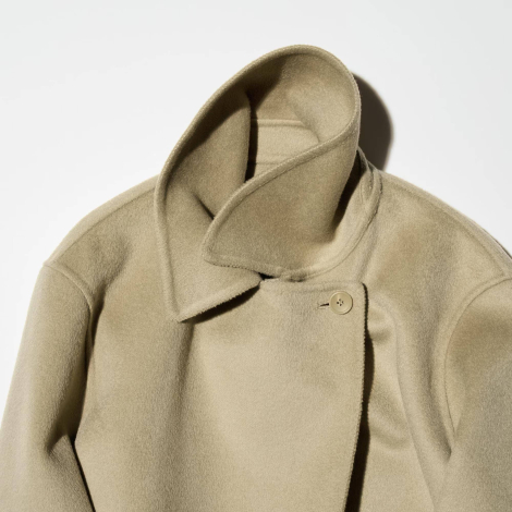 Длинное полушерстяное пальто Uniqlo 1159833474 (Бежевый XXL)