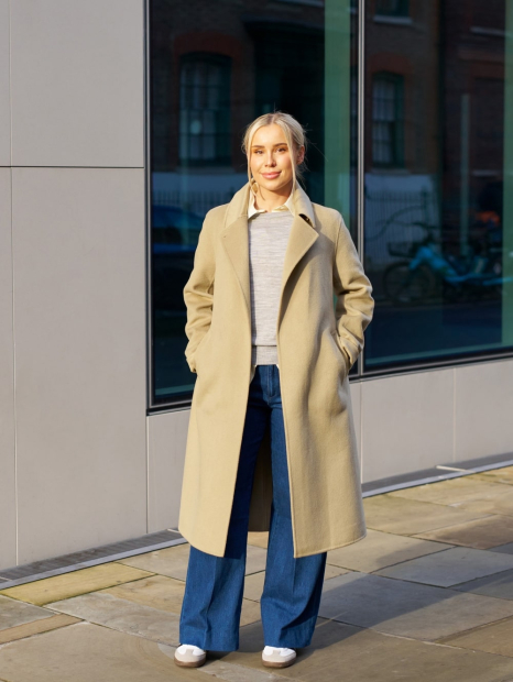 Длинное полушерстяное пальто Uniqlo 1159833474 (Бежевый XXL)