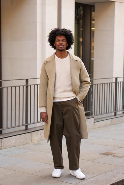 Длинное полушерстяное пальто Uniqlo 1159833474 (Бежевый XXL)