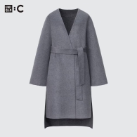 Мягкое пальто Uniqlo на запах 1159797309 (Серый, M)
