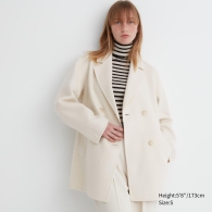 Мягкое полушерстяное пальто Uniqlo 1159799819 (Молочный, XL)