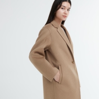 Довге напіввовняне пальто Uniqlo 1159800073 (Коричневий, S)