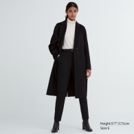 Длинное полушерстяное пальто Uniqlo 1159800094 (Черный, M)