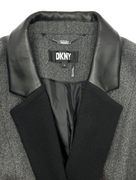 Стильный пиджак DKNY со вставками из экокожи 1159811794 (Серый, 16)