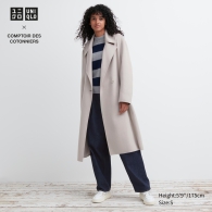 Длинное полушерстяное пальто Uniqlo 1159811905 (Бежевый, M)