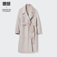 Длинное полушерстяное пальто Uniqlo 1159811905 (Бежевый, M)