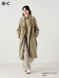 Длинное полушерстяное пальто Uniqlo 1159833474 (Бежевый XXL)
