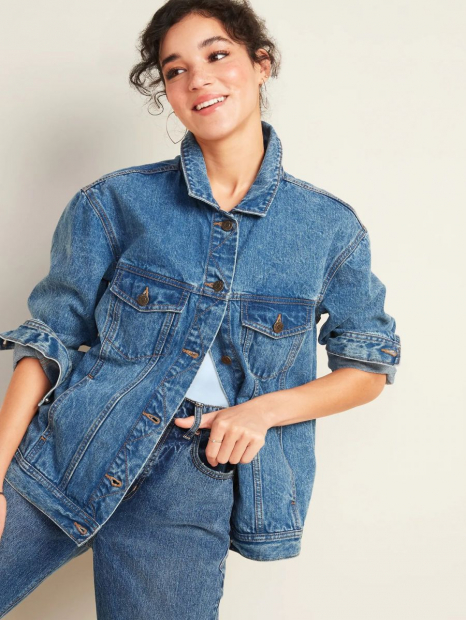 Джинсовая куртка-бойфренд Old Navy oversize 1159758286 (Голубой, S)