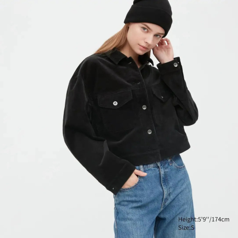 Вельветовая куртка на пуговицах UNIQLO 1159772939 (Черный, L)