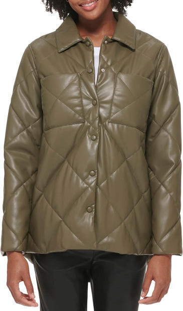 Женская стеганая куртка Calvin Klein на кнопках 1159804267 (Зеленый, S)
