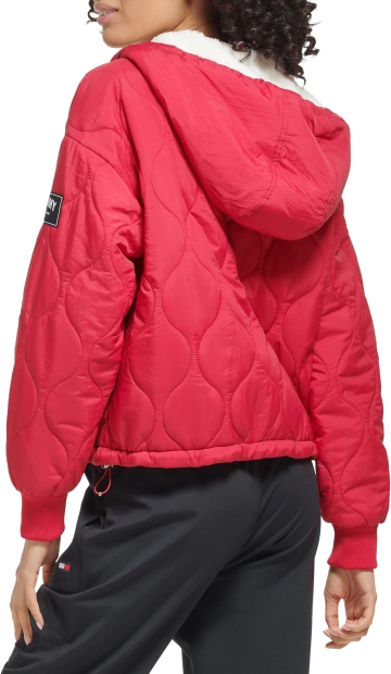 Женская стеганая куртка с капюшоном Tommy Hilfiger 1159790050 (Красный, M)