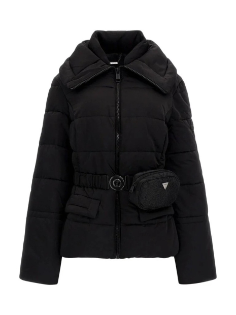 Жіноча стьобана куртка Guess з поясом 1159794832 (Чорний, M)