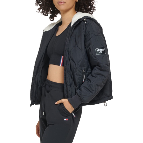 Женская стеганая куртка с капюшоном Tommy Hilfiger 1159806785 (Черный, XL)