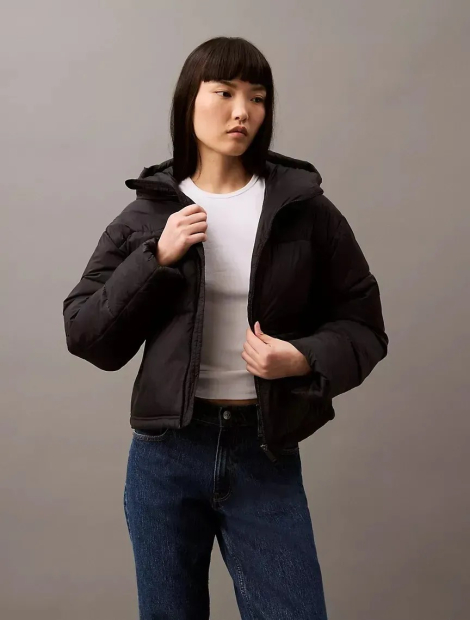 Жіноча коротка куртка з капюшоном Calvin Klein 1159832323 (Чорний XXL)