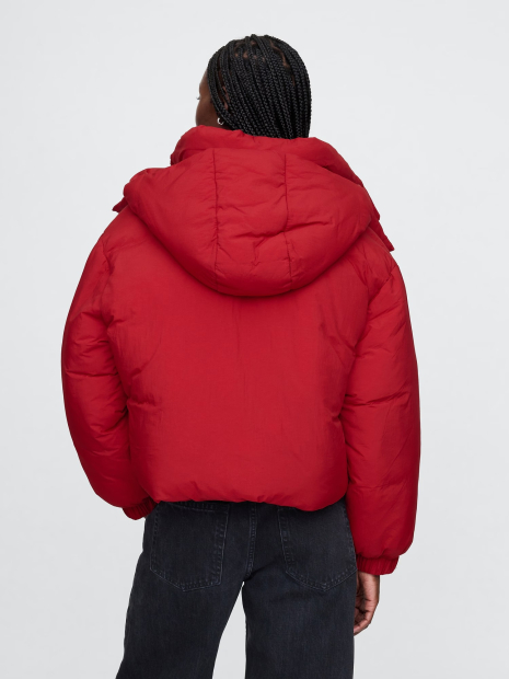 Жіноча коротка куртка GAP з капюшоном 1159836097 (Червоний M)