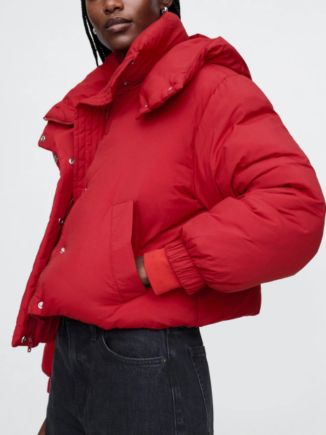Жіноча коротка куртка GAP з капюшоном 1159836097 (Червоний M)