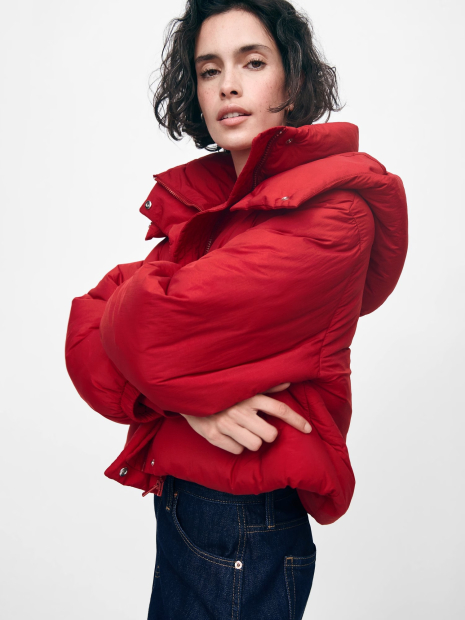 Жіноча коротка куртка GAP з капюшоном 1159836097 (Червоний M)