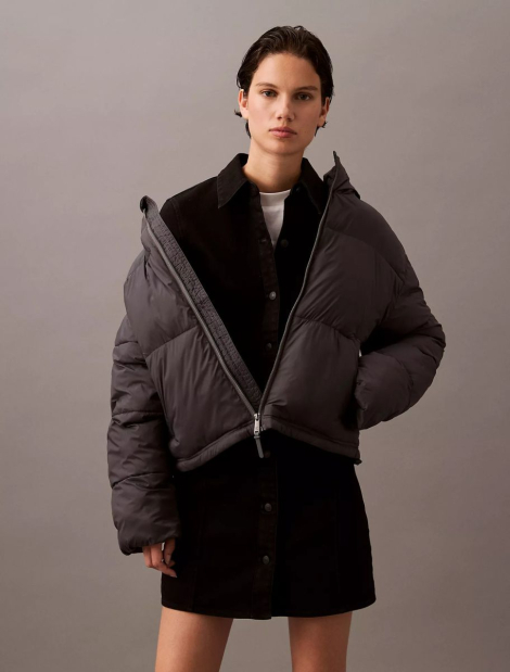 Женская короткая куртка с капюшоном Calvin Klein 1159836232 (Серый XXL)