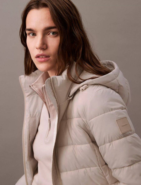 Легкая стеганая куртка Calvin Klein с капюшоном 1159837553 (Молочный XL)