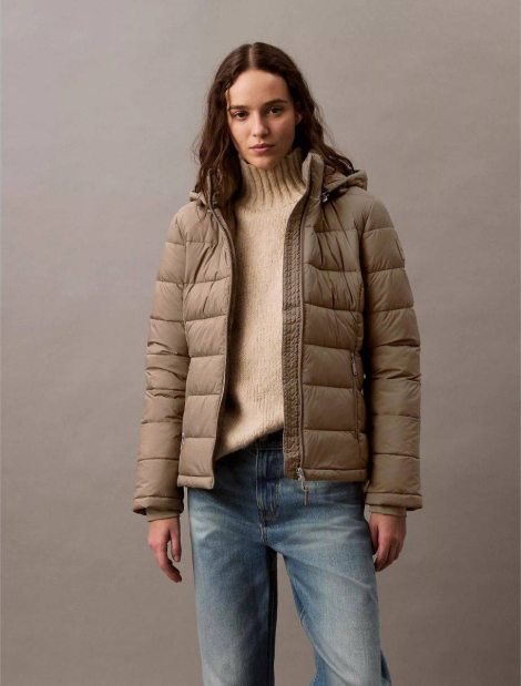 Легкая стеганая куртка Calvin Klein с капюшоном 1159837554 (Коричневый XS)