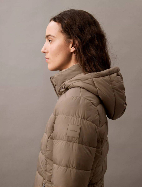 Легкая стеганая куртка Calvin Klein с капюшоном 1159837554 (Коричневый XS)